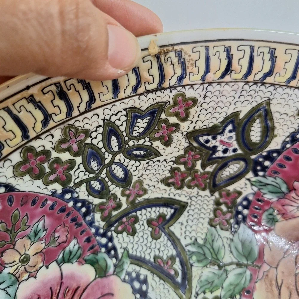 Vintage Accent Chinese Plate & Bowl Large 10